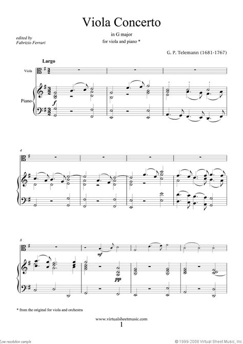 Viola Concerto In G - Viola/Piano